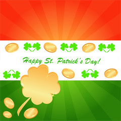 Clovers and coins background on St. Patrick's Day