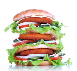 Huge burger, isolated on white