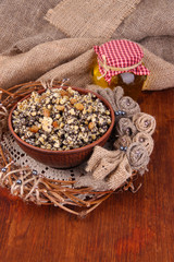 Bowl with kutia -  traditional Christmas sweet meal in Ukraine,