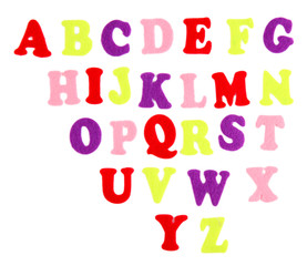 English alphabet, isolated on white