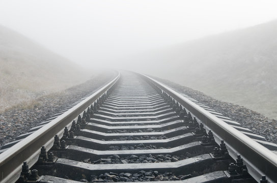 railroad in fog