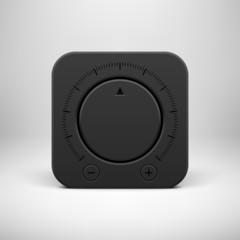 Black Abstract Icon with Volume Knob Button