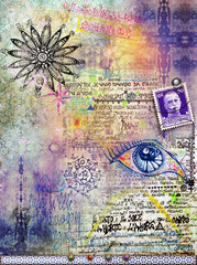 Background with graffiti and stamp