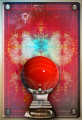 Red crystal ball in the grunge background