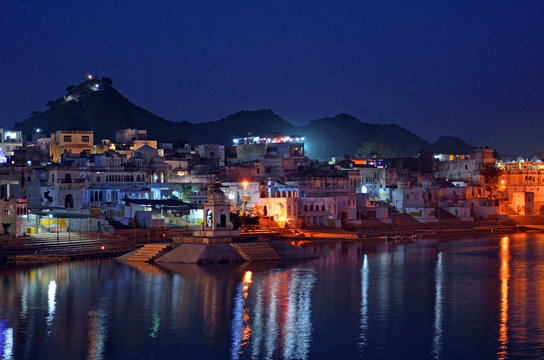 Pushkar Lake At Night Golden History Mythological Photo Background And  Picture For Free Download  Pngtree