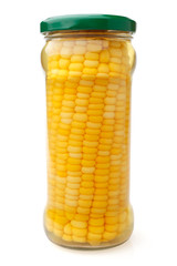 Preserved corn ear in glass jar