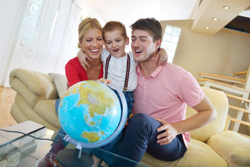Fototapeta premium family have fun with globe