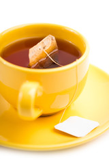 Cup of tea with tea bag (blank label)