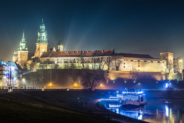 Naklejka premium Poland, Krakow. Wawel Castle and Wistula . Krakow Poland.