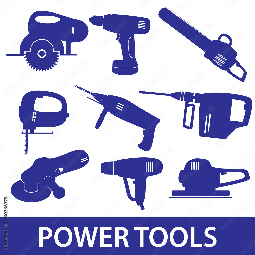 Wall mural power tools icon set eps10