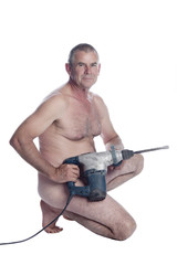 caucasian male with power tool