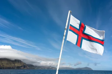 Fotobehang Flag of Faroe Islands © spumador