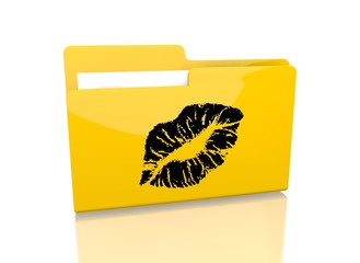 file folder with kiss sign
