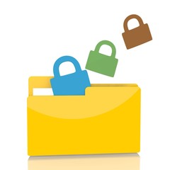 file folder with three secure symbol