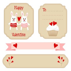 Cute valentines wedding set – labels, ribbons, emblems