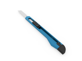Blue paper cutter rendered isolated
