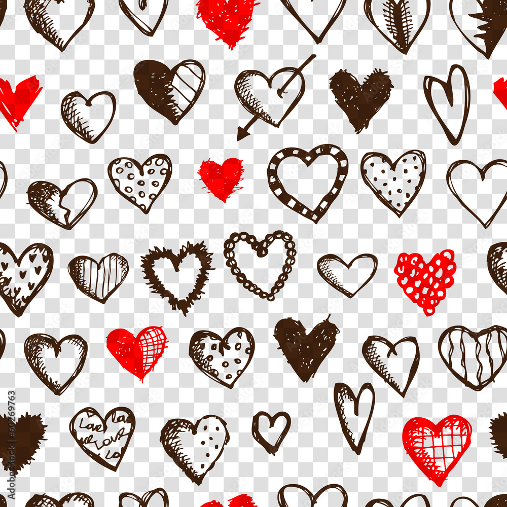 Wall mural seamless pattern with valentine hearts for your design