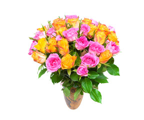 a large bouquet of roses isolated on white background.