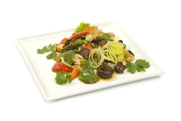 Shiitake mushrooms braised with vegetables