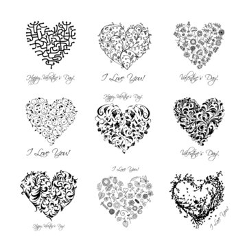 Set of valentine hearts for your design