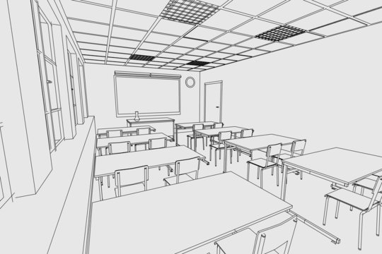 cartoon image of classroom interior