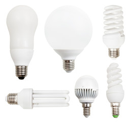 energy-saving compact fluorescent, LED light bulbs