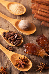 spices cinnamon anise nutmeg rock sugar coffee