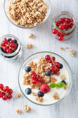 healthy breakfast with yogurt granola and berry