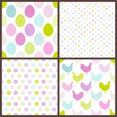 4 Seamless Pattern Easter Egg & Chicken Retro © Jan Engel