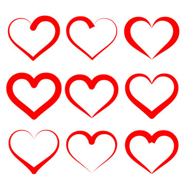 hearts set cartoon vector  illustration
