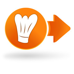 toque cuisinier sur symbole web orange