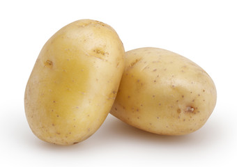 Two potatoes isolated on white background with clipping path
