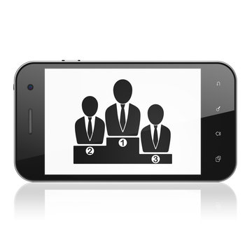 Finance concept: Business Team on smartphone
