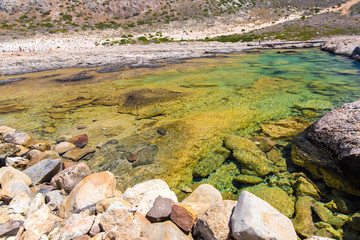 Balos beach. View from Gramvousa Island, Crete in Greece