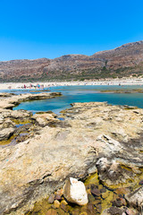Balos beach. View from Gramvousa Island, Crete in Greece