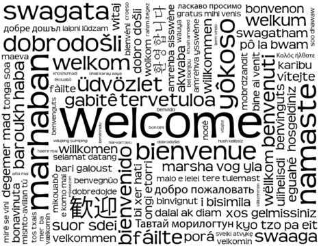 "WELCOME" Card (customer service greetings smile reception sign)
