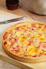 Quiche Lorraine with bacon, cheese and ham