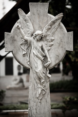 Statue of angel in old cemetery Museum Prasasti