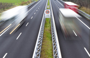 traffic on the highway, cars and camion