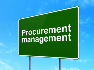 Finance concept: Procurement Management on road sign background