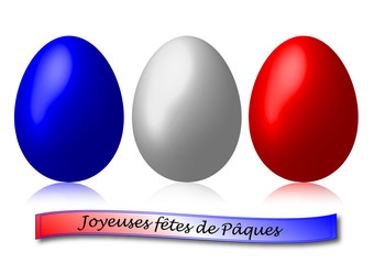 3 oeufs de Pâques bleu blanc rouge