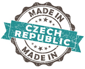 Obraz premium made in czech republic turquoise grunge vintage seal on white