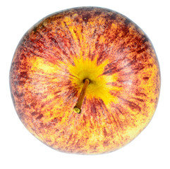 top view of red apple isolated on white background