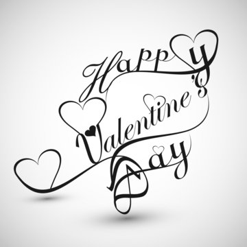 Beautiful heart stylish text design for happy valentine's day ca