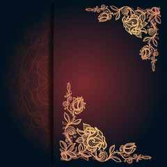 Ggreeting card,decorative roze,corner pattern. © vikpit74