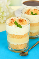 Delicious dessert with banana and caramel