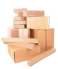 Different cardboard boxes isolated on white