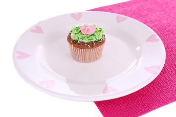 Tasty cupcake with butter cream,