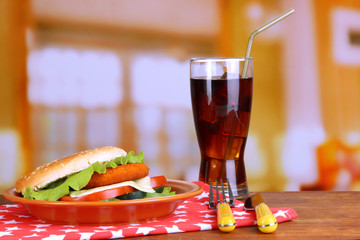 Tasty sandwich with cutlet,