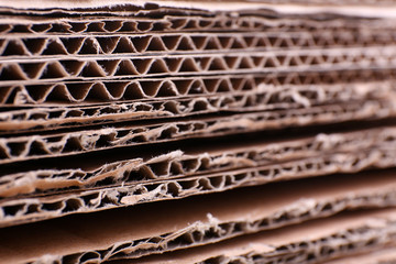 Stack of cardboard for recycling close-up